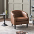 Louis Faux Leather Tufted Club Chair - Brown Accent Chair | Decorative Accent Chairs | Kinwell Furniture | Modern Club Chairs | Barrel Club Chair | Nailhead Trim Chair | Contemporary Faux Leather Chair | Elegant Brown Chair